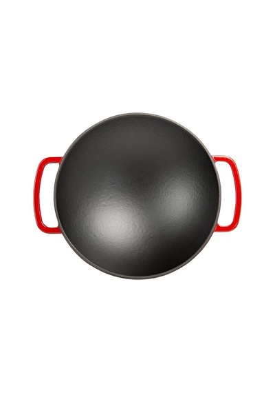 Sürel Wok Tava 35 Cm Kırmızı Demir Döküm Renkli
