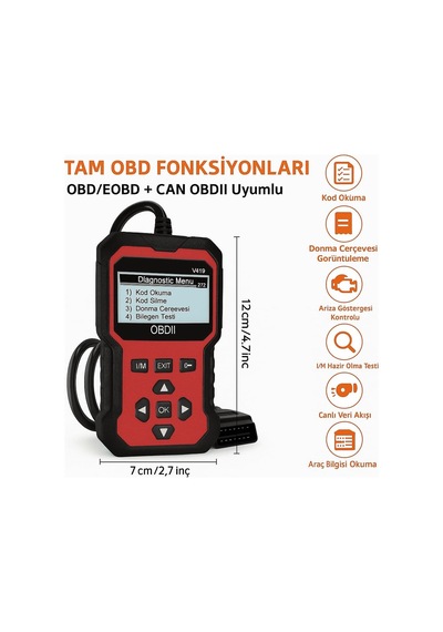 Tr Dailytech 2025 Obd2 Arıza Tespit Cihazı, Hata Kodu Okuma Ve Silme, Canlı Veri Akışı, Tüm Obd2 Araçlarla Uyuml