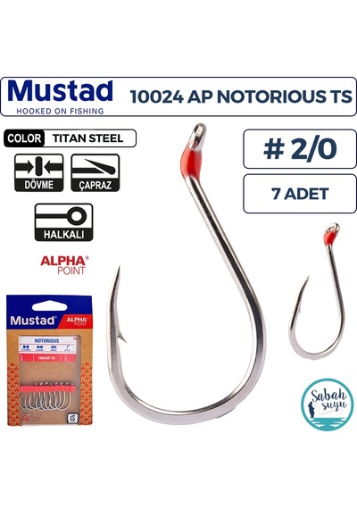 Mustad 10024 Ap Notorious Delikli Olta İğnesi Ts 2/0 7 Adet