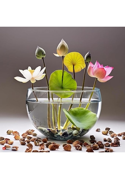 20 Adet Tohum Karışık Kase Lotus Çiçeği Tohumu Nilüfer Su Çiçeği
