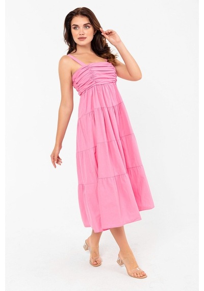 Pastelastore Askılı Pamuklu Poplin Yazlık Midi Elbise 2106