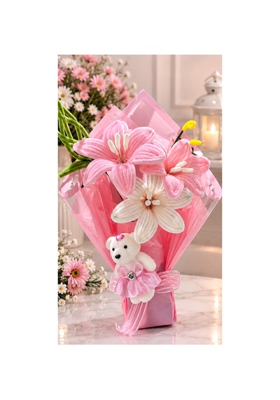 4 Lı Beyaz Pembe Buket Pembe - 935390104 Pembe