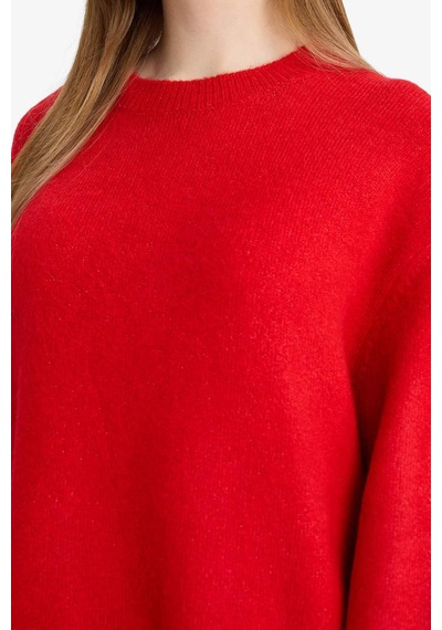 Defacto Loose Fit Bisiklet Yaka Triko Kazak Tunik G7239ax25cwrd328 Kırmızı-rd328