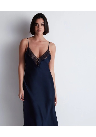 Aubade Midnight Whisper Uzun Saten Gecelik Derin V Yaka Dantel Detaylı Zarif Gece Elbisesi Lacivert Aubade Midnight Whisper Uzun Saten Gecelik Derin V Yaka Dantel Detaylı Zarif Gece Elbisesi Lacivert