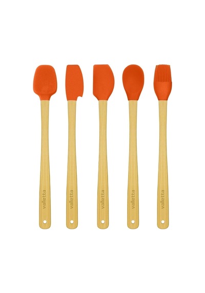 Indigo 5'li Turuncu Bambu Silikon Spatula Seti Uzun 26 Cm Çok Renkli