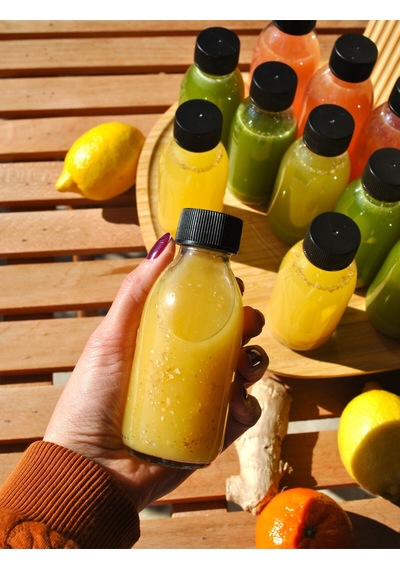 10 Adet Cam Şişe 125 Ml Detoks Gınger Shot Şişesi Detox Meyvesuyu Siyah