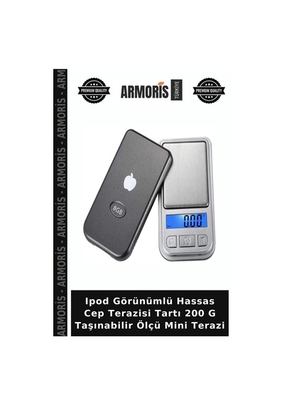 Ipod Görünümlü Hassas Cep Terazisi Tartı 200 G Taşınabilir Ölçü Mini Terazi