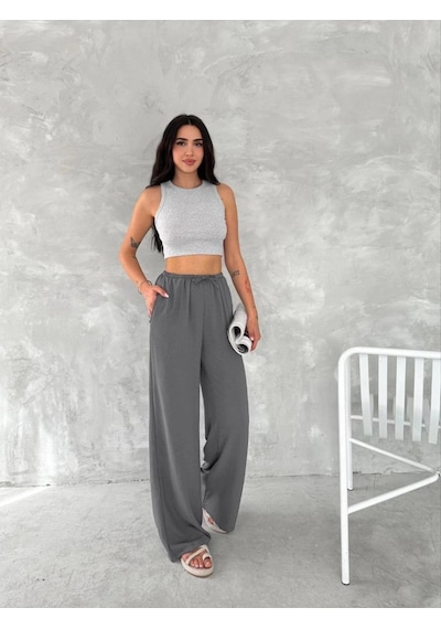 Freedom Storee Kadın Ayrobin Oversize Kadın Pantolon - Füme Çok Renkli