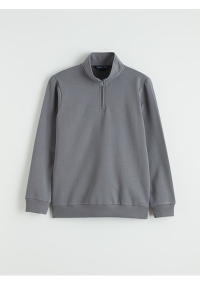 Lcwaıkıkı Classic Gri Dik Yaka Uzun Kollu Erkek Kalın Sweatshirt