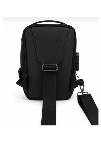 Newish Polo Body Bag Çapraz Sırt Çantası Şifreli Kilitli Uziko Küçük Boy - Suni Deri Siyah