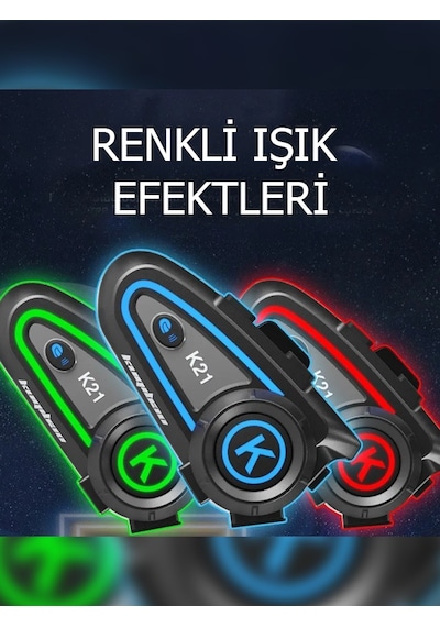 K21 Motosiklet Kask Interkom Rgb Işıklı