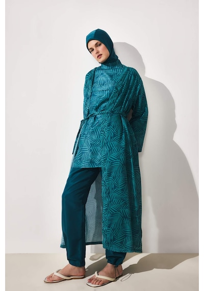Defacto Regular Fıt Baskılı 3lü Burkini Mayo G8874ax26smgn756 Yeşil-gn756