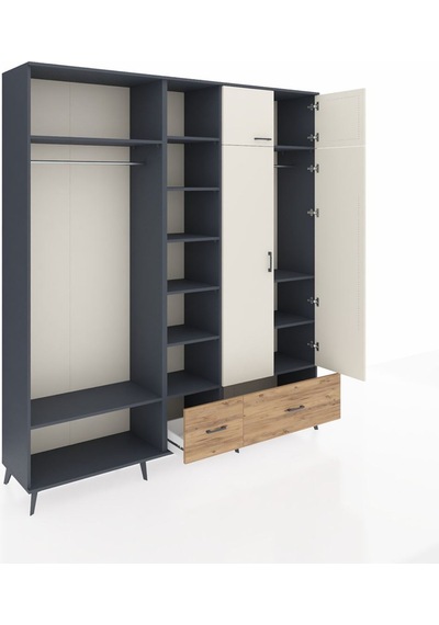 Hyperion Dolap 12 Raflı 2 Çekmeceli 2 Askılı 220x44x243 Antrasit-aytaşı/çam Çok Renkli Hyperion Dolap 12 Raflı 2 Çekmeceli 2 Askılı 220x44x243 Antrasit-aytaşı/çam Çok Renkli