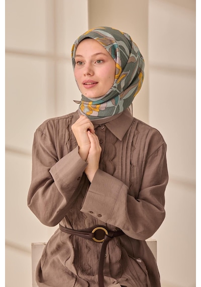 Silk Home Olinda İpek Eşarp 47003-30 Vizon, Petrol Yeşili, Sarı, Yanık Sarı, Lila