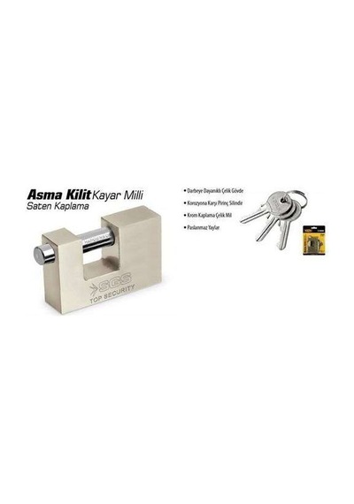 Sgs Yassı Asma Kilit Kayar Milli Saten Kaplama 90mm Sgs1367