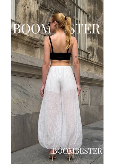 Boombester Kadın Transparan İçi Şortlu Bloomer Pantolon Salaş Rahat Kalıp Yazlık Bohem Balon Pantolon Beyaz Boombester Kadın Transparan İçi Şortlu Bloomer Pantolon Salaş Rahat Kalıp Yazlık Bohem Balon Pantolon Beyaz