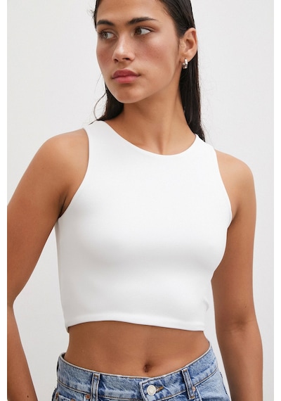 Never More Basic Crop Top Beyaz Beyaz