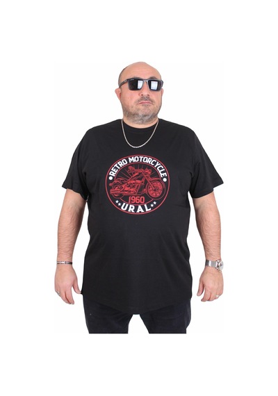 Moc Grande Mocgrande Erkek Büyük Beden Sıfır Yaka Tişört Motorcycle 25171 Sıyah Siyah