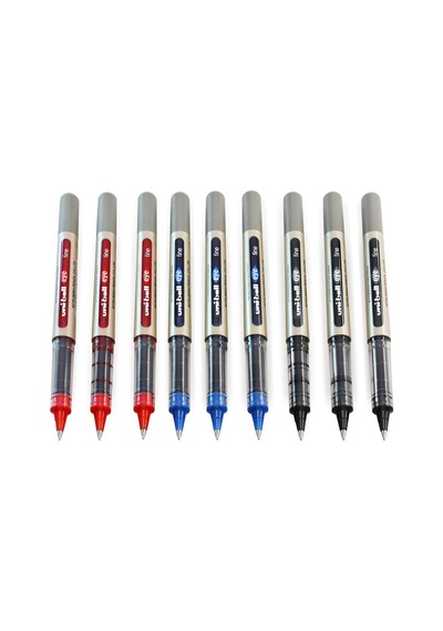 Uni-ball Eye - Ub-157 Rollerball Kalemleri - 0,7 Mm Uç - Siyah, Mavi, Kırmızı - 9'lu Paket Genel