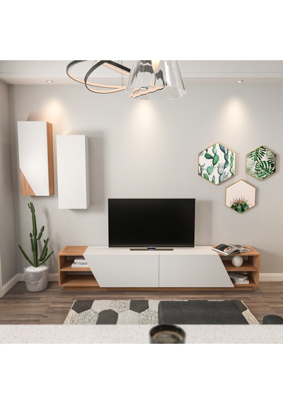 Zebra Tv Ünitesi Beyaz Teak