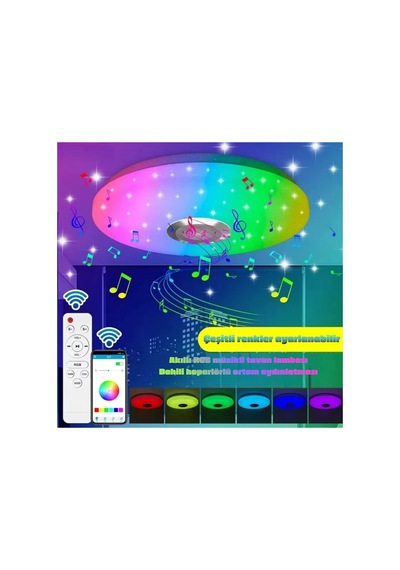 Akıllı Hoparlörlü Rgb Tavan Işığı Lambası Kumandalı Bluetooth Uyumlu Dekoratif Modern Avize Beyaz - 826719167 Beyaz