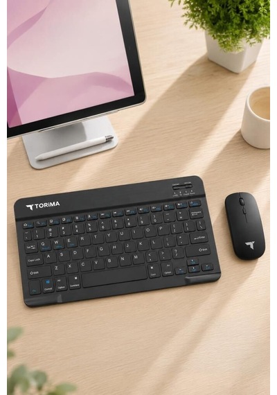 Delux Serisi Ofis Klavyesi Masa Düzeni Renkli Set Kablosuz Klavye Mouse Seti Tmk09 Siyah