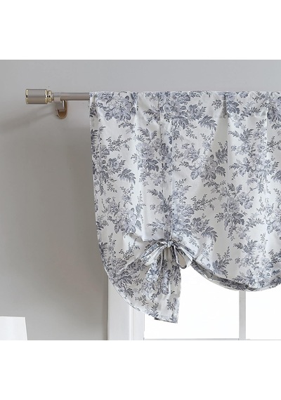 Home - Pamuk Fırfırlı, Ev Dekorasyonu İçin Şık Ve Hafif Pencere Dekorasyonu Annalise Floral Grey, 127 X 63,5 Cm