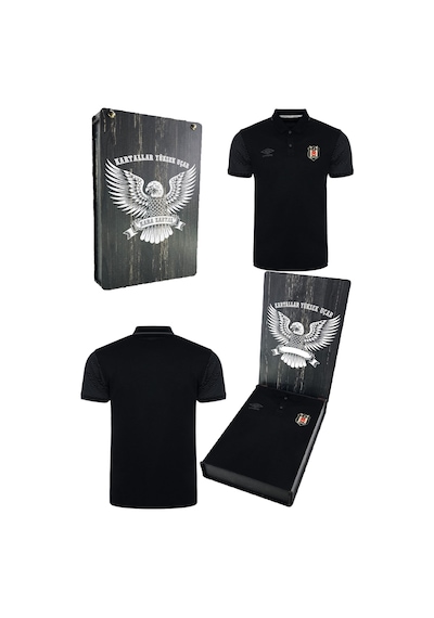 Beşiktaş Lisanslı Lazer Baskılı Polo Yaka Siyah Spor T-shirt SIYAH