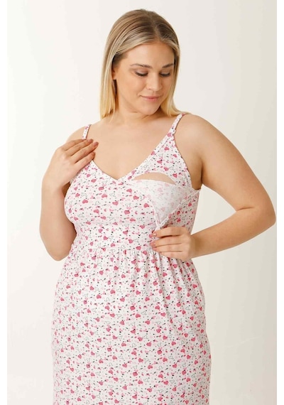 Parlingerie Hamile Lohusa Geceliği İp Askılı Kalpli Beyaz