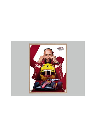 Lewis Hamilton Doğal Ahşap Çerçeveli Tek Parça Dekoratif Tablo Çok Renkli - 844486344 Çok Renkli
