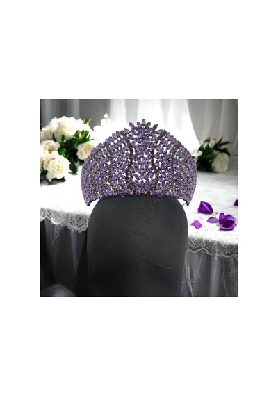 Kristal Taşlı Gelin,kına,nişan,söz,after,bride,party Taç 2 Mor - 707821387 Mor