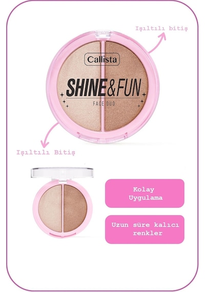 Callista Shine & Fun Face Duo Toz Allık Ve Aydınlatıcı Palet - 100 Sparkle Crew