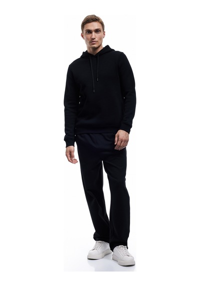 Koton Şardonlu Uzun Kollu Basic Kapşonlu Sweatshirt Siyah 6wam70015mk Siyah