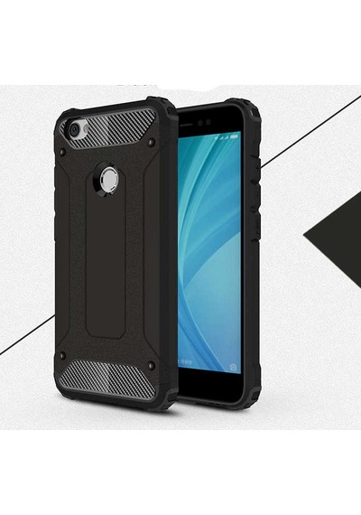 Noktaks - Xiaomi Uyumlu Xiaomi Redmi Note 5a - Kılıf Çift Katman Zırh Tank Crash Military Kapak - Siyah T2474 Siyah
