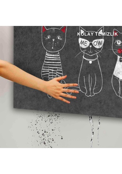 Tasarımlı Dekoratif Kapı Önü Paspas, Dış Mekan/ev İçi/banyo/mutfak/yatak Odası/giriş Paspasları 3 Kedi, 40x Çok Renkli