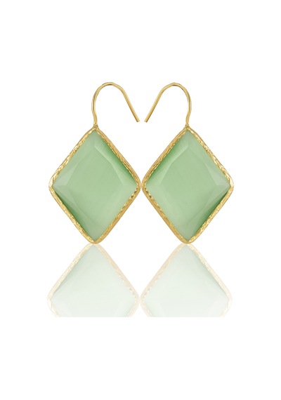 Kadir Jewellery 22 Ayar Altın Kaplama Vintage Küpe -el İşçiliği Ve Hipoalerjenik Küpe Açık Yeşil 47113495