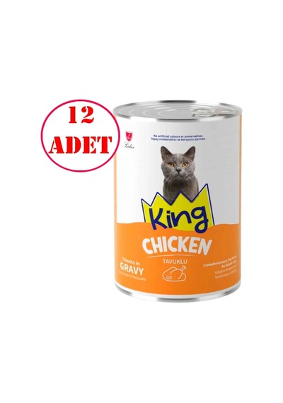 King Kedi Konservesi Tavuklu Sos İçerisinde Et Parçacıklı 400 Gr 12 Ad