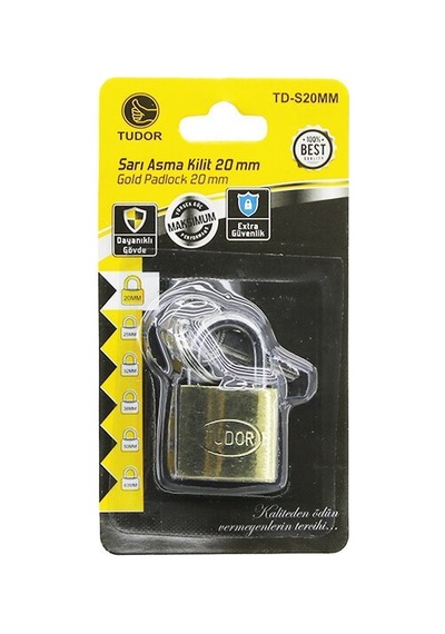 Tudor Td-s20mm Vakumlu 20mm Sarı Kısa Kancalı Asma Kilit- 12'li Paket Diğer