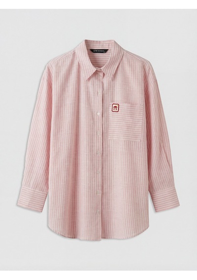 Lcw Modest Pembe Çizgili Oversize Poplin Kadın Gömlek Tunik