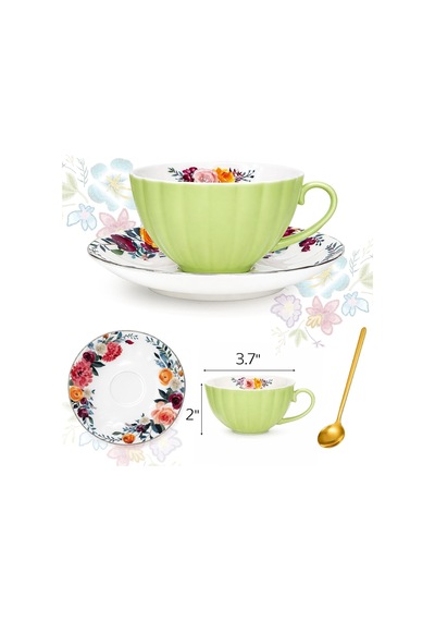 2'li Çay Fincanı Ve Tabağı Seti, 8oz Altın Süslemeli Ve Kaşıklı Çiçekli Çay Bardakları, Porselen İngiliz Kahve Fincanları, Cappuccino Espresso Latte Kupası Parti Doğum Günü Düğün Hediyeleri Çok Renkli 2'li Çay Fincanı Ve Tabağı Seti, 8oz Altın Süslemeli Ve Kaşıklı Çiçekli Çay Bardakları, Porselen İngiliz Kahve Fincanları, Cappuccino Espresso Latte Kupası Parti Doğum Günü Düğün Hediyeleri Çok Renkli