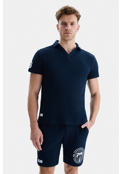 Ucla Russel Lacivert Polo Yaka Baskılı Standard Fit Erkek Tshirt Lacivert