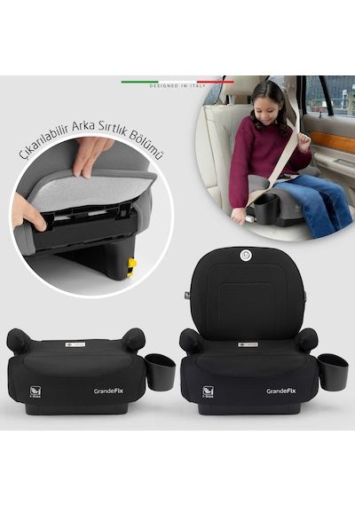 Elele Grandefix I-size Yükseltici Oto Koltuğu İsofix 125-150 Cm 15-36 Kg Siyah