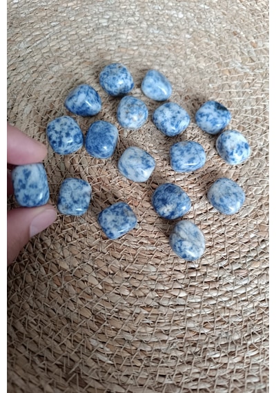 Sodalit Taşı Doğal Taş Sodalit Doğal Taş Tımbıl Sertifikalı Orijinal Doğal Taş 3 Adet Mavi Mavi