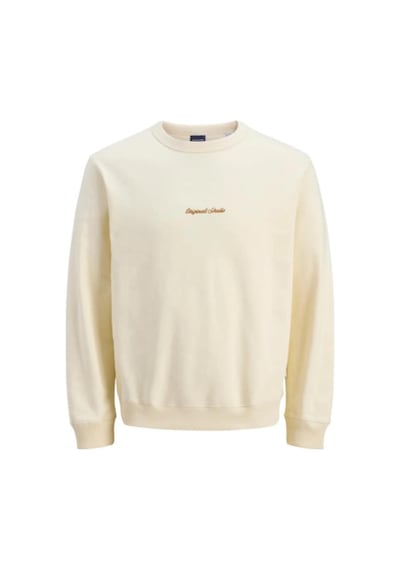 Jack & Jones Jack&jones 12282893 Jornorrebro Emb Sweat Antıque Whıte Erkek Sweatshirt Krem