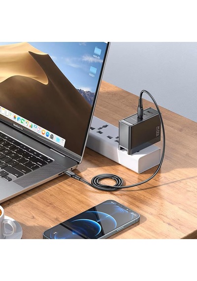 Mcdodo Ch-8101 100w Gan Serisi 3 Port Başlıklı 1xusb 2xtype-c Girişli Universal Şarj Adaptörü- Siyah