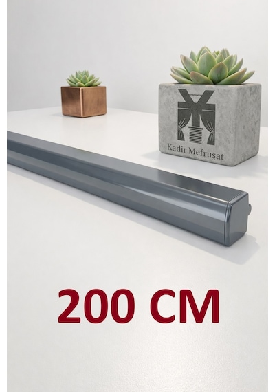 Antrasit Dekoratif Ray Alüminyum 2 Kanallı Dekoratif Metal Perde Kornişi Antrasit200cm - 855867284 Antrasit200cm