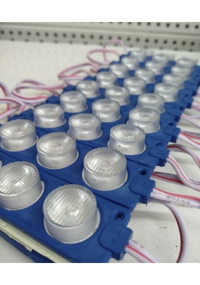 12 Volt 3’lü Lensli 3 Watt 3030 Reklamcı Modül Mavi - 10 Adet