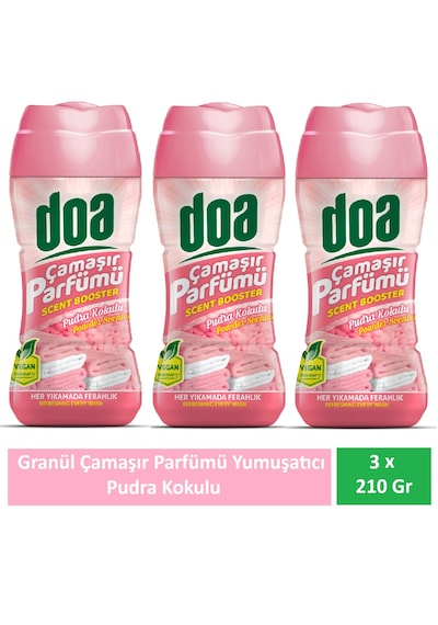 Doa Granül Çamaşır Parfümü & Çamaşır Yumuşatıcı Pudra Kokulu 3 X 210 Gr 3'lü Set