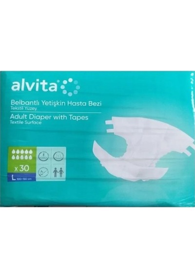 Alvita Tekstil Yüzeyli Belbantlı Hasta Bezi Large 30'lu L