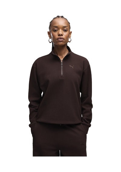 Puma Essentials Elevated Half-zip Kadın Kahverengi Günlük Stil Sweatshirt 69401633